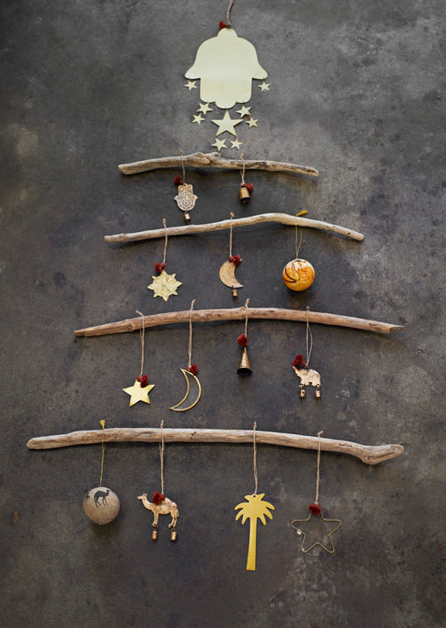 Madame Stolz Hängedeko orientalisch, handbemalte Dekokugel Boho, natur-schwarz