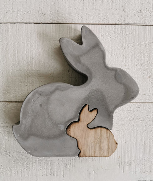 Dekohasen Mama und Kind, Beton Holz