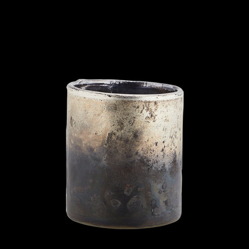 Madam Stolz Teelichthalter, Glasvotiv Vintage, oxidiert vintage matt