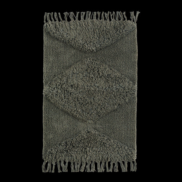 Madam Stoltz Badematte, kleiner Boho Teppich Tufft mit Fransen, 60x90cm, grau