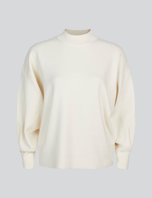 Summum Pullover Feinstrick mit Stehkragen, creme