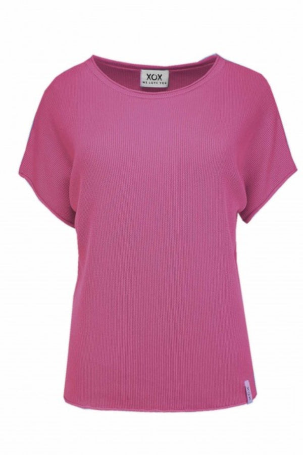 XOX Pullunder Rundhals, kurzarm, Boxy Shirt pink - Fair Trade
