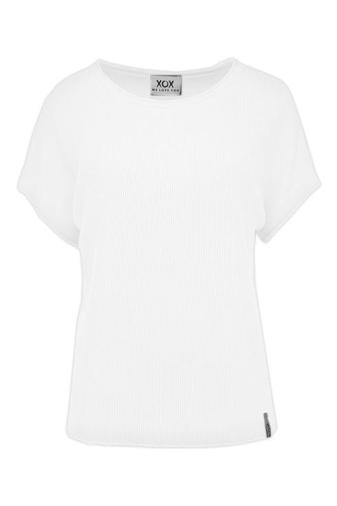 XOX Pullunder Rundhals, kurzarm, Boxy Shirt weiß - Fair Trade
