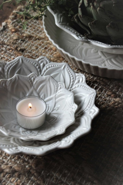 Majas Cottage, Boho Dekoschale, Snackschale Mandala Fleur, weiß, klein