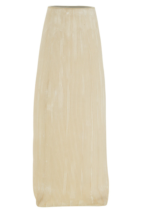 Skandi Vase Ibiza mit Kerben, Tischvase creme, groß