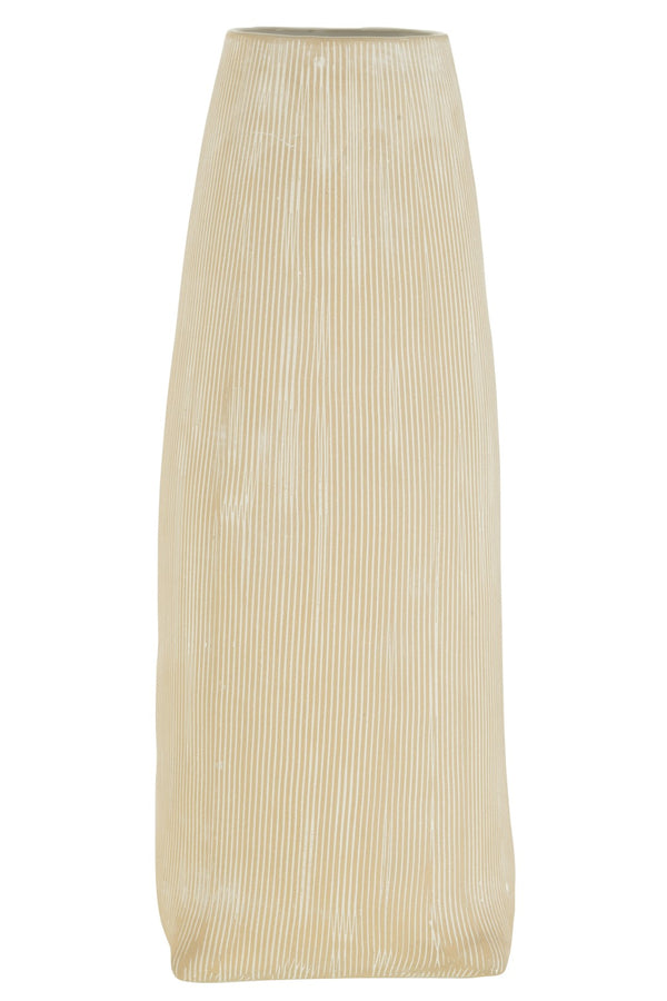 Skandi Vase Ibiza mit Kerben, Tischvase creme, groß