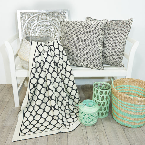 J-Line Aufbewahrungskorb, Dekokorb, Boho, mint-natur