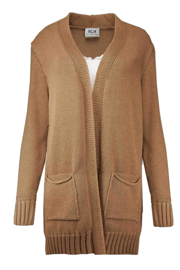 XOX Strickjacke langarm, camel - Fair Trade