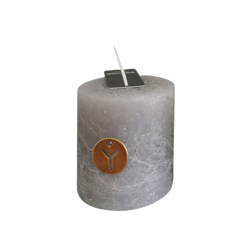 Stumpfkerze Frosteffekt, stahlgrau