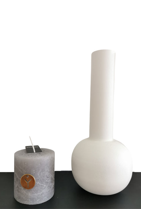 Stumpfkerze Frosteffekt, stahlgrau