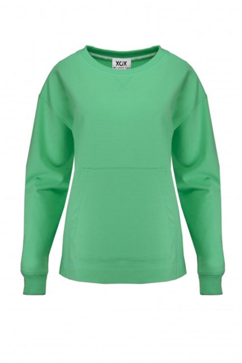 XOX Sweatshirt Rundhals, Longsleeve, jade-grün - Fair Trade