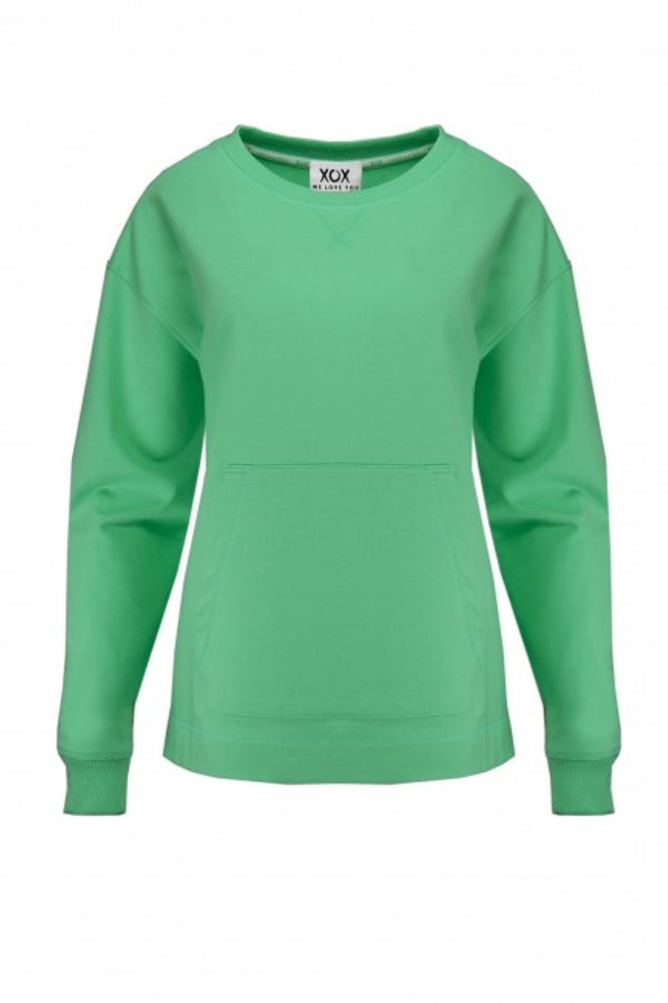 XOX Sweatshirt Rundhals, Longsleeve, jade-grün - Fair Trade