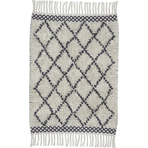 Liv Interior Boho Teppich Marokko 60 x 100 cm, creme-hellgrau