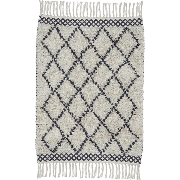 Liv Interior Boho Teppich Marokko 60 x 100 cm, creme-hellgrau