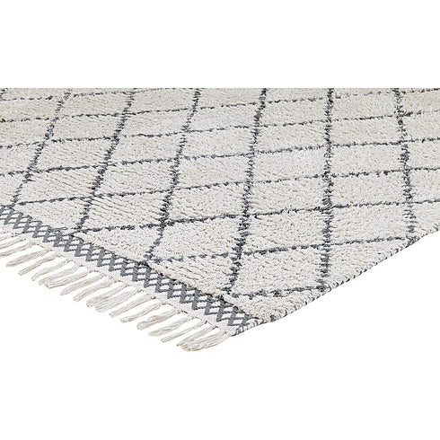 Liv Interior Boho Teppich Marokko 60 x 100 cm, creme-hellgrau