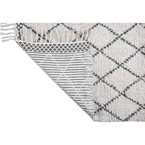 Liv Interior Boho Teppich Marokko 60 x 100 cm, creme-hellgrau