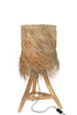 Tischlampe Tulum Raffia, Boho Stehlampe Teakholz natur
