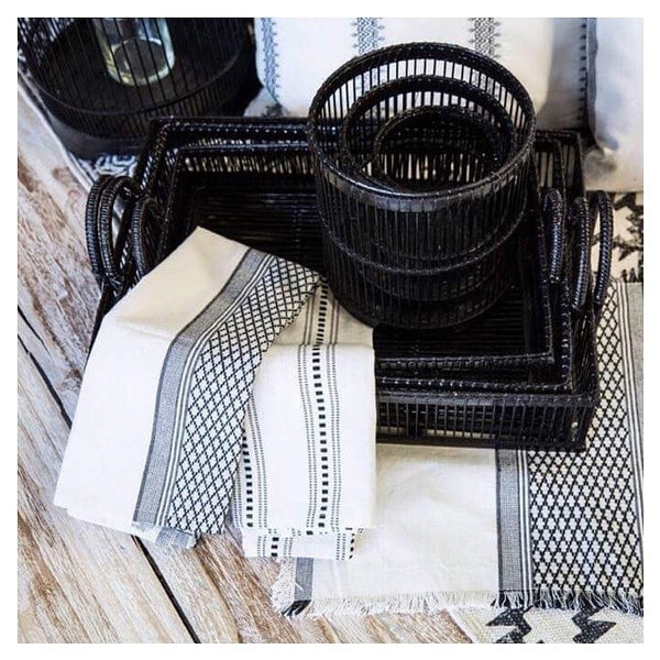 Kokon Tischset Asia gewebt, natur-schwarz, 50x35cm