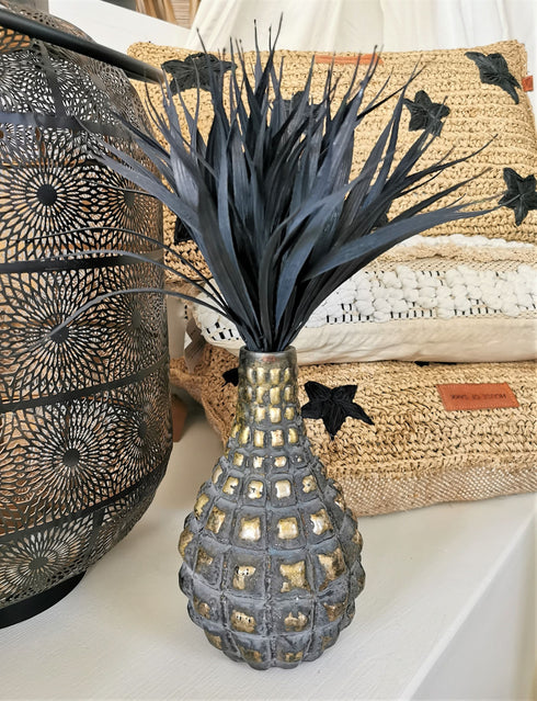 MRS BLOOM Vase Militär Look modern, Dekovase gold-grau-grün vintage