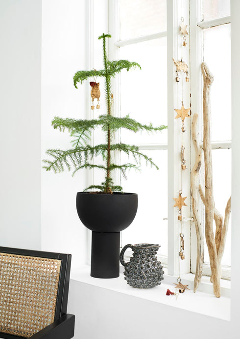 Madam Stoltz Steingut Krug, Vase mit Stacheln, terrakotta-petrol-braun, 15 x 15 x 14 cm