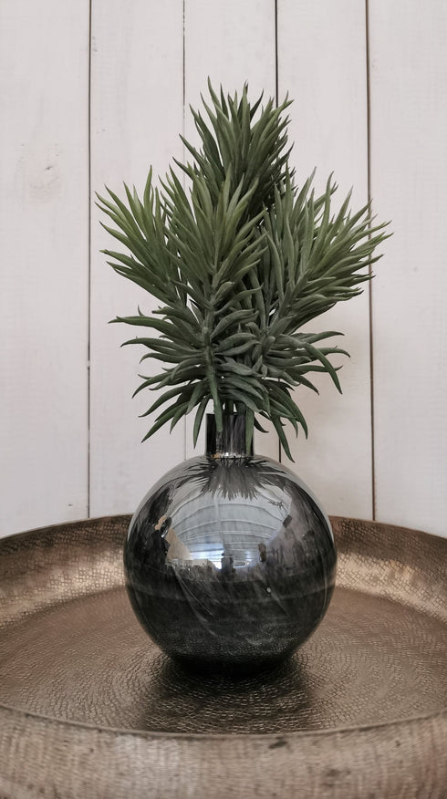 Edle Dekovase marmoriert rund, grau