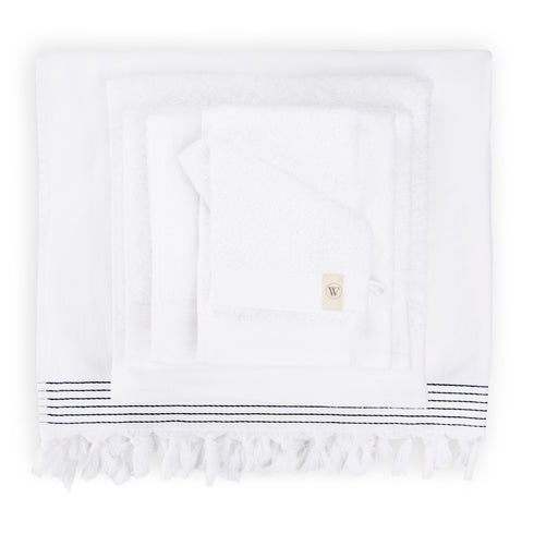 Walra Hammam Handtuch, Bade-, Duschhandtuch mit Quasten 100 x 180 cm, weiß-grau