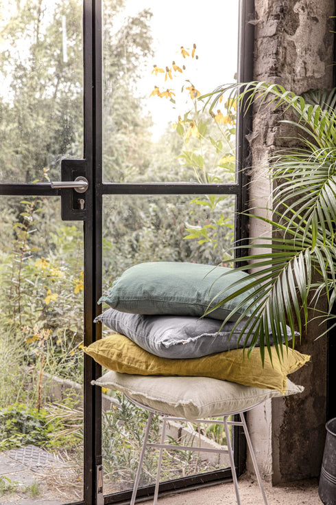 WALRA Komfort Leinenkissen Vintage, grau 45x45cm, inkl. Federnfüllung