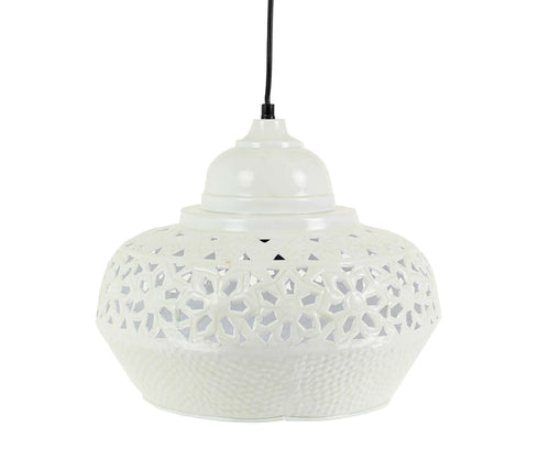 Boho Decken-Hängelampe, Shabby weiß, 35x35x28cm