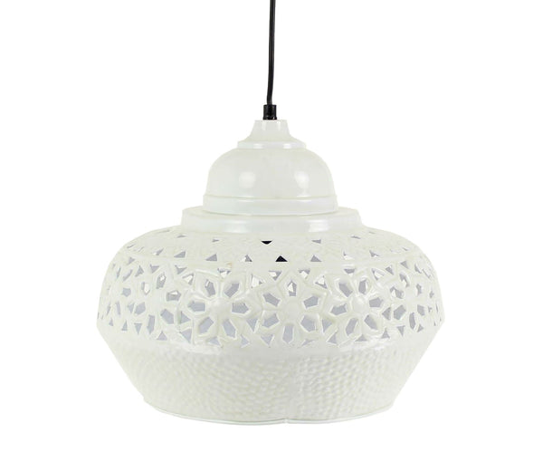 Boho Decken-Hängelampe, Shabby weiß, 35x35x28cm