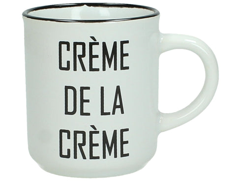 Tasse mit Spruch Crème de la Crème, Kaffeetasse, Kaffeebecher Keramik, schwarz-weiß, Teetasse
