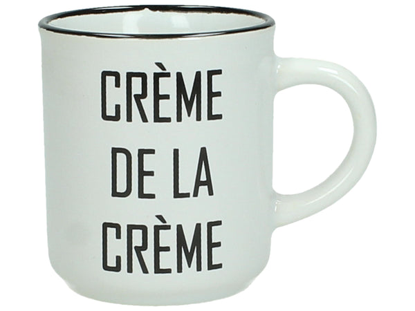 Tasse mit Spruch Crème de la Crème, Kaffeetasse, Kaffeebecher Keramik, schwarz-weiß, Teetasse