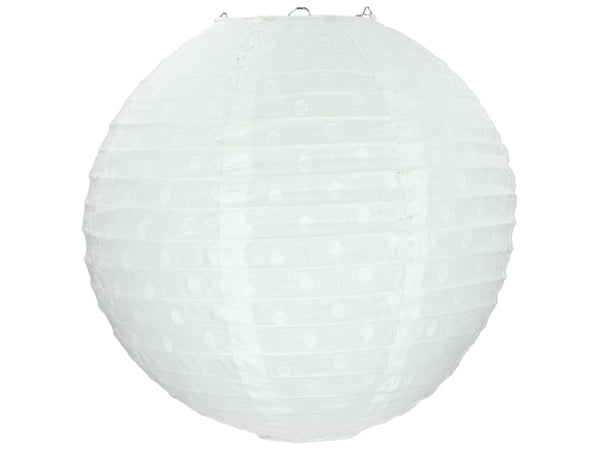 Lampenschirm Lampion, Asiatische Hängelampe, Textil , Punkte, weiß, 30cm