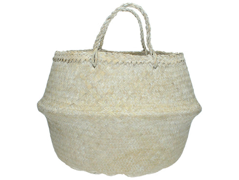 Aufbewahrungskorb aus Pflanzenfaser, Dekokorb vintage-weiss