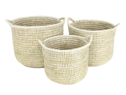 Aufbewahrungskorb, Dekokorb Seegras, natur-weiß