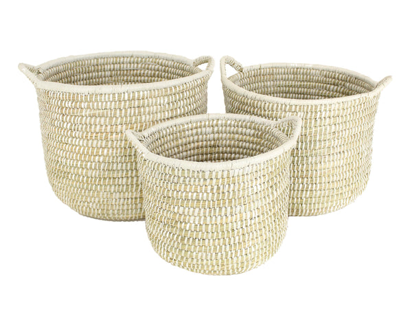 Aufbewahrungskorb, Dekokorb Seegras, natur-weiß