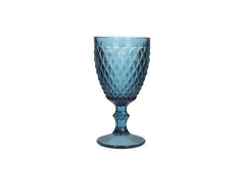 Viktorianisches Trinkglas, Weinglas, Vintage, Landhaus, Rauten, royal dunkel blau