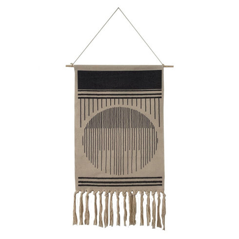 Wanddeko Asia, Moderner Wandbehang, natur-grauschwarz, 89x49cm