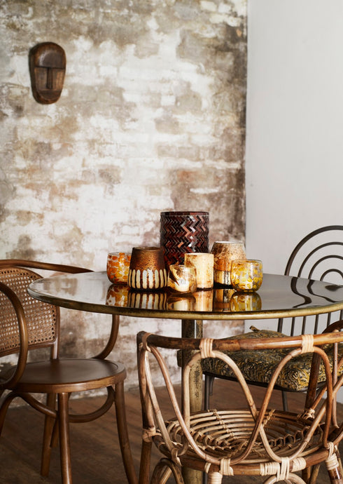 Madam Stoltz Mosaik Windlicht / Dekoobjekt, Boho, 20cm, aubergine