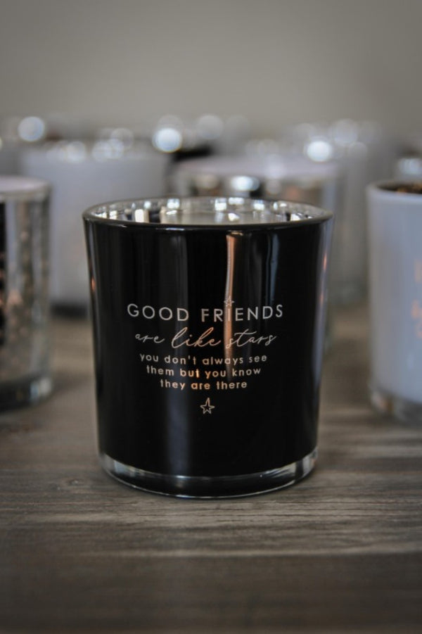 Majas Cottage, Windlicht, Teelichhalter Friends, schwarz-silber