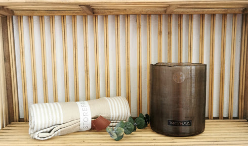 BRYNXZ Windlicht modern, Teelichhalter Riffelmuster, schwarz