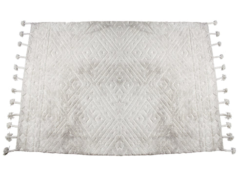 Kuschliger Boho Teppich mit 3D Effekt und geflochtenen Fransen, elfenbein, 160x230cm