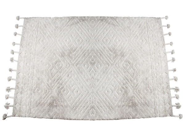 Kuschliger Boho Teppich mit 3D Effekt und geflochtenen Fransen, elfenbein, 160x230cm