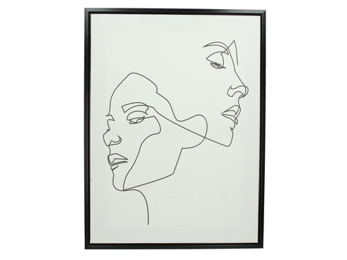 Wandbild Skandi Modern Art, Wanddeko Face weiß-schwarz 61x61cm