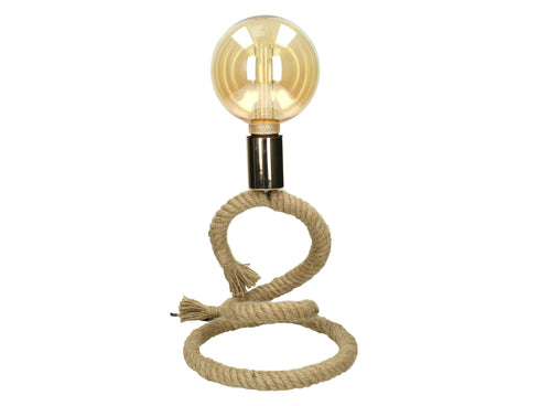 Rustikale Designlampe schwebendes Seil maritim, natur-gold