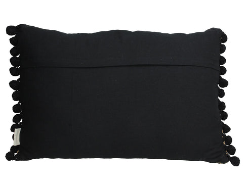 Dekokissen Ethno mit Bommeln, Baumwolle/Jute 40x60cm, natur-schwarz