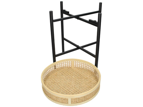 Boho Beistelltisch rund Rattan/Metall, natur-schwarz