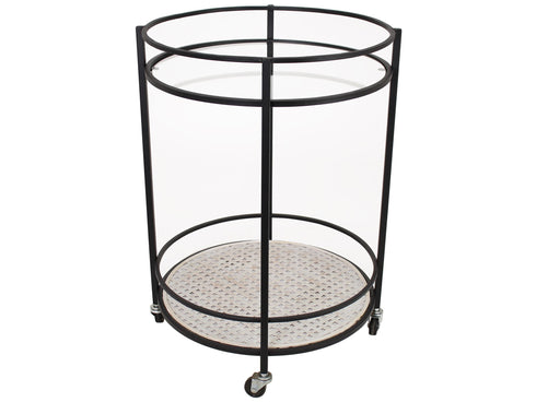 Beistelltisch auf Rollen, Rundregal auf Rollen mit zwei Böden