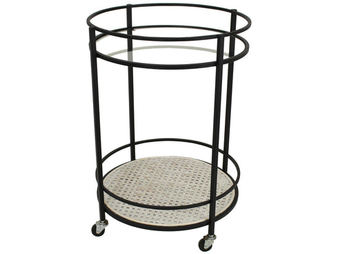 Beistelltisch auf Rollen, Rundregal auf Rollen mit zwei Böden