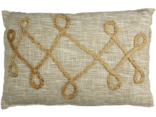 Dekokissen Boho mit Muster geflochten, Baumwolle/Jute 40x60cm, natur