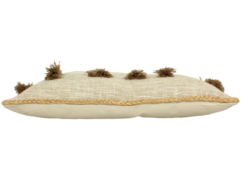 Dekokissen Boho mit Quasten, Baumwolle/Jute 40x60cm, natur